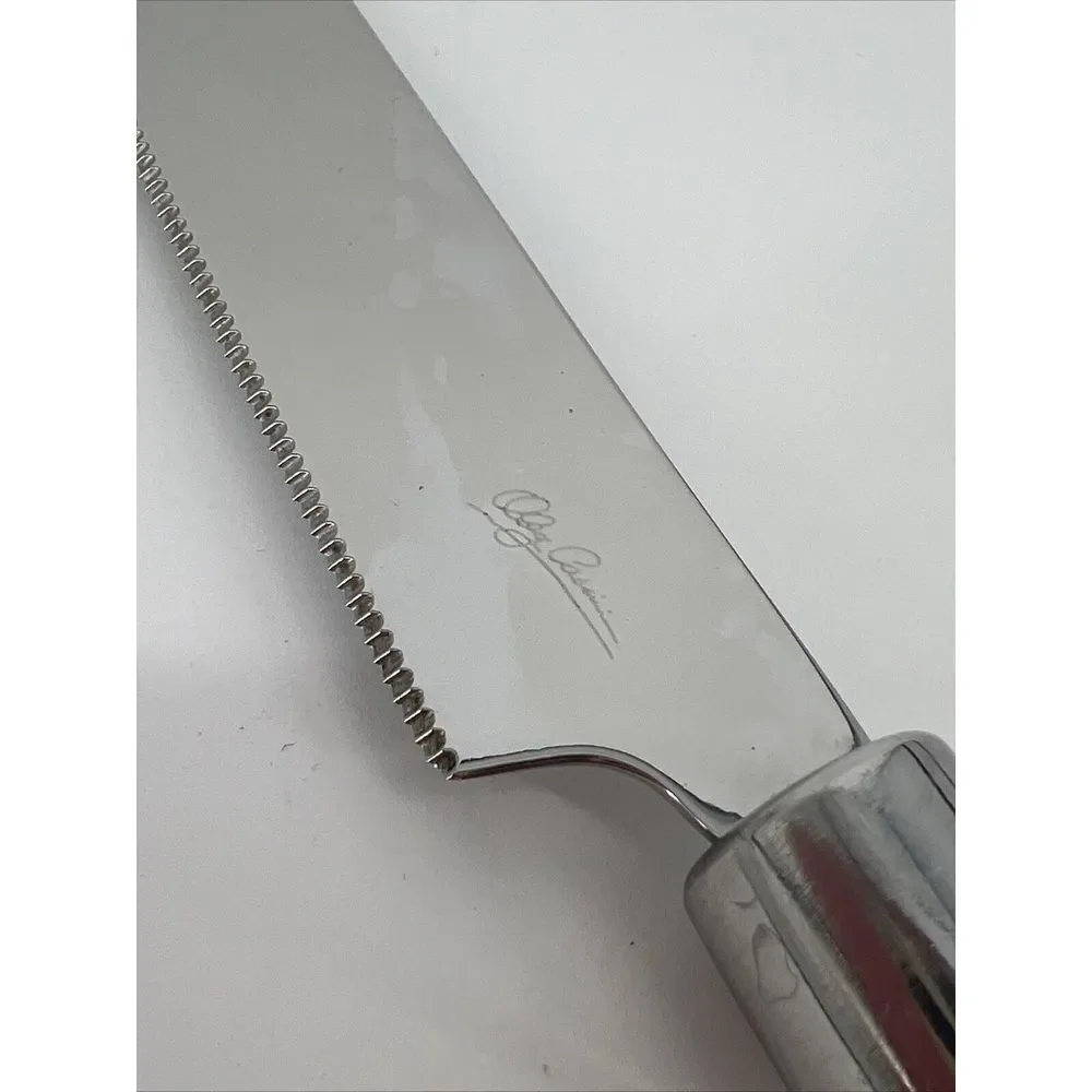OLEG CASSINI CRYSTAL CAKE KNIFE SIGNED - STAINLESS STEEL Stunning !‎